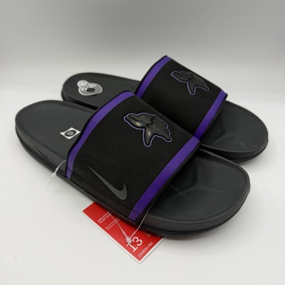 Nike Minnesota Vikings NFL OffCourt Slides Mens Sz 13 Black Sandals DD0554-001